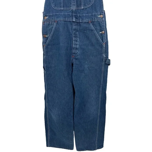 Vintage 70s JC Penny Big Mac Denim Bib Overalls Workwear Sanforized Union 32X30 - Picture 2 of 7
